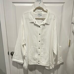 Vermont Country store white ribbed snap front cotton jacket shirt size 3X